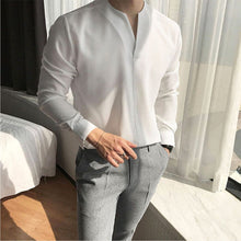 Load image into Gallery viewer, Men&#39;s Casual Solid Color V-Neck Long Sleeve Shirt