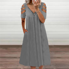 Load image into Gallery viewer, Short Sleeve Zip Dress