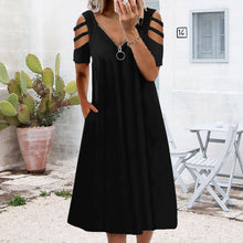 Load image into Gallery viewer, Short Sleeve Zip Dress