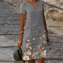 Load image into Gallery viewer, Flower Cotton and Linen Dress