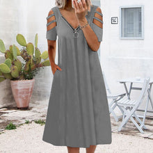 Load image into Gallery viewer, Short Sleeve Zip Dress