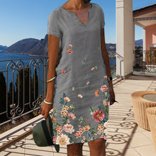 Load image into Gallery viewer, Flower Cotton and Linen Dress