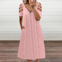 Load image into Gallery viewer, Short Sleeve Zip Dress