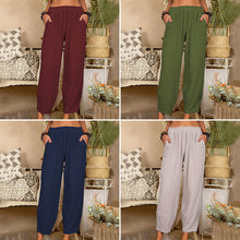 Load image into Gallery viewer, Solid Color Cotton Linen Casual Pants