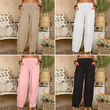 Load image into Gallery viewer, Solid Color Cotton Linen Casual Pants