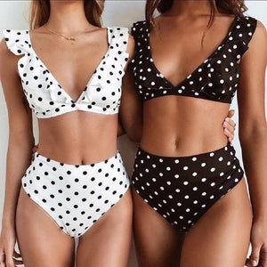 Polka Dot V Neck Swimsuit