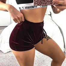 Load image into Gallery viewer, Women Velvet High Waist Shorts