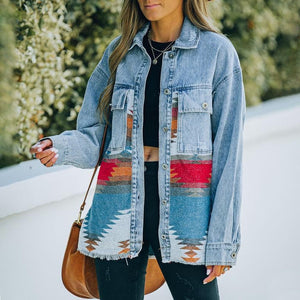 LAPEL POCKET DENIM RETRO JACKET