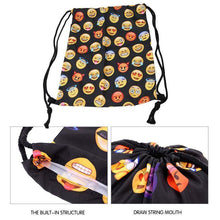 Load image into Gallery viewer, Funny Emoji Print Drawstring Bag