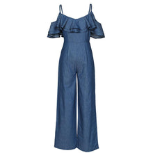 Load image into Gallery viewer, Sling Low-cut Ruffled Wide-leg Jumpsuit