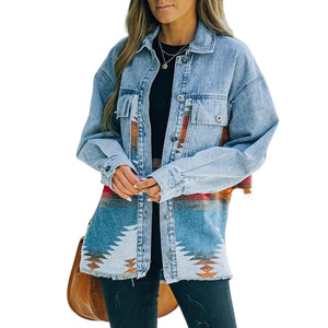 LAPEL POCKET DENIM RETRO JACKET