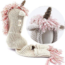 Load image into Gallery viewer, Crochet Cartoon Unicorn Winter Hat With Scarf Pocket